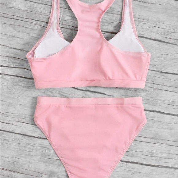  Pink Racer back High Waisted Bikini - Picture 2 of 2